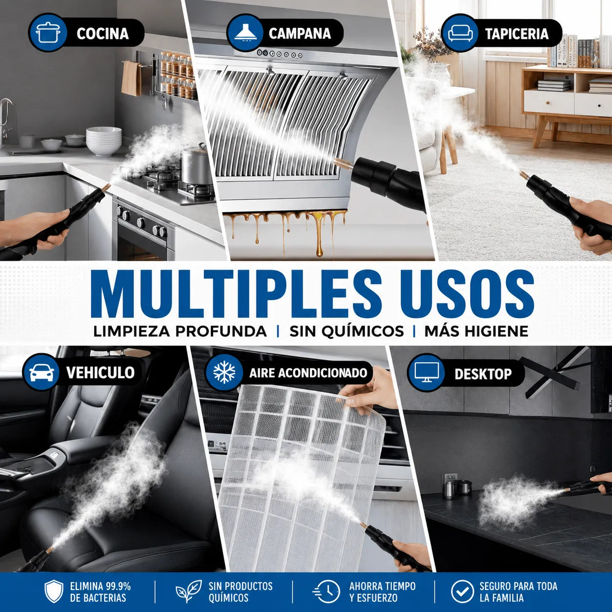 LIMPIADOR A VAPOR MULTIUSOS 9 ACCESORIOS